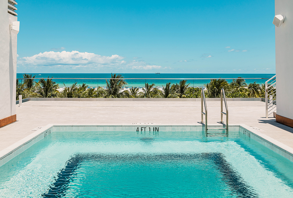 rooftop pool overlooking the ocean