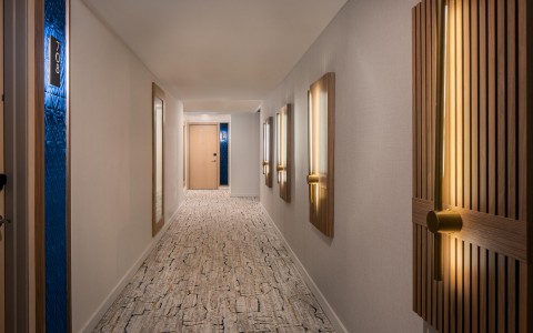 hotel hallway with modern lights
