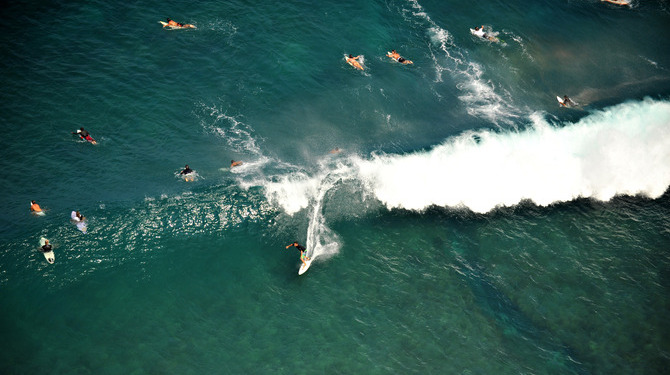 aerial view of surfer