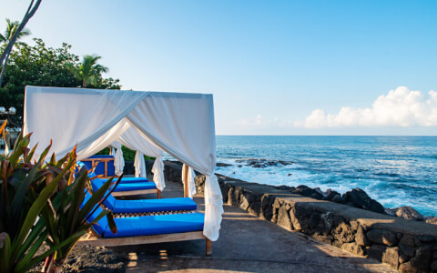 Poolside cabana with oceanfront view 