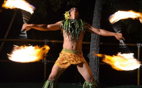performing traditional fire dance