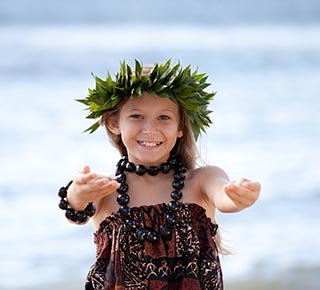 Girl with hula custome