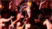 woman dancing on a luau with a costume