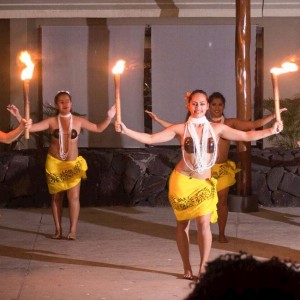 fire performance with hula skirts