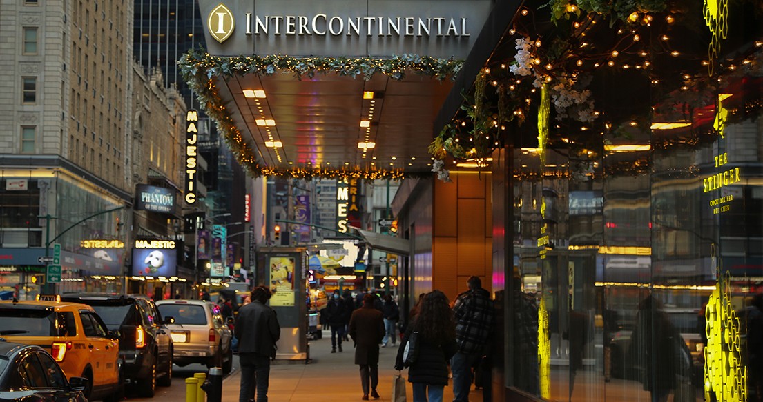 Front of Hotel Intercontinental during holiday season