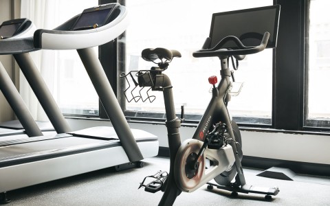 peloton bike in gym