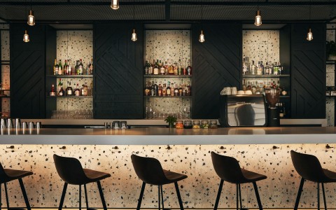 coffee bar top with chairs