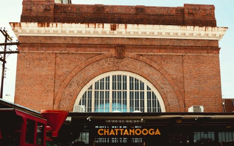 brick building and Chattanooga sign in front