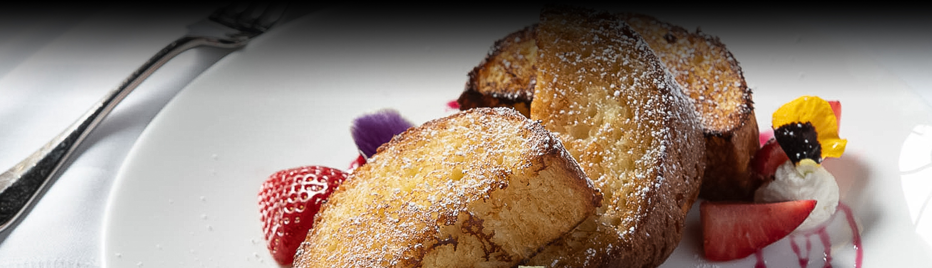 close up of french toast with fresh fruit 