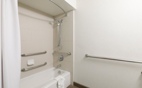 hotel bathroom with toilet and tub