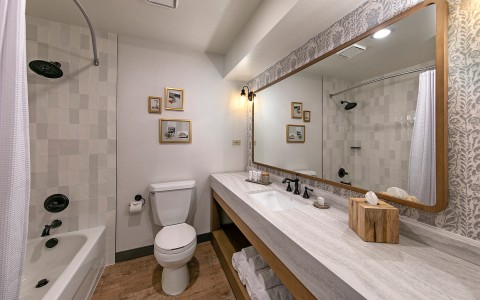 hotel bathroom with bathtub