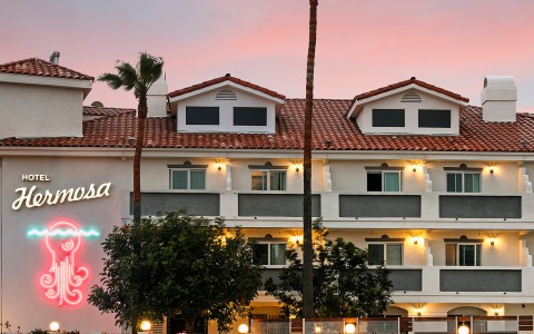 exterior view of hotel during sun down