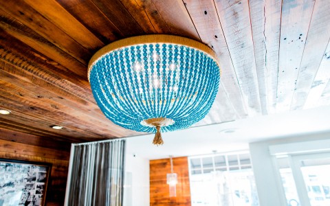 blue accent chandelier at the lobby 