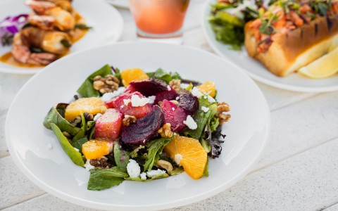 fresh beet salad with feta cheese tangerines and strawberries