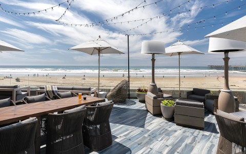 the patio overlooking the beach