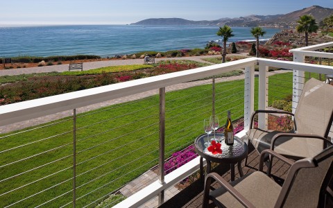 Hotel balcony facing water