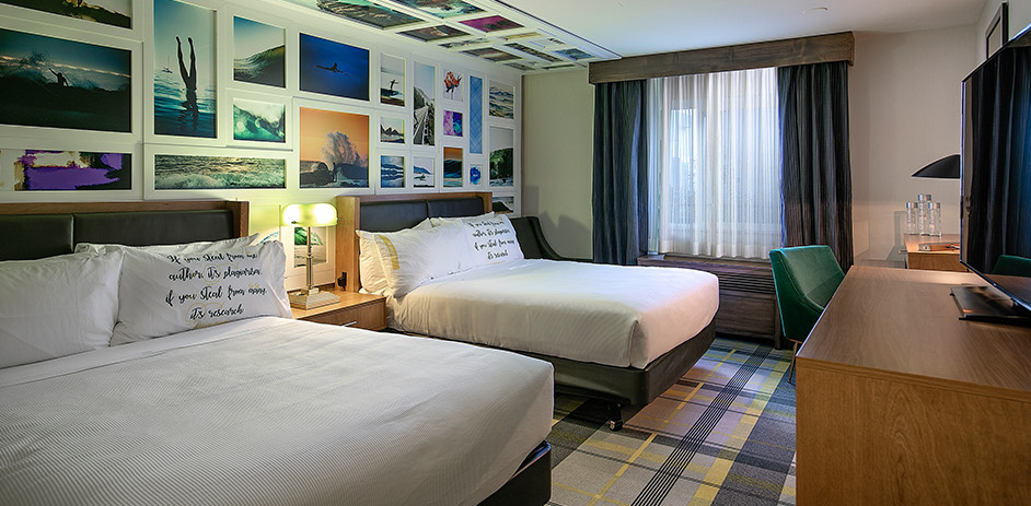hotel room with 2 queen beds