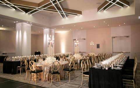 ballroom setup for wedding reception