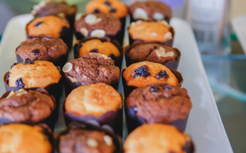 rows of assorted muffins