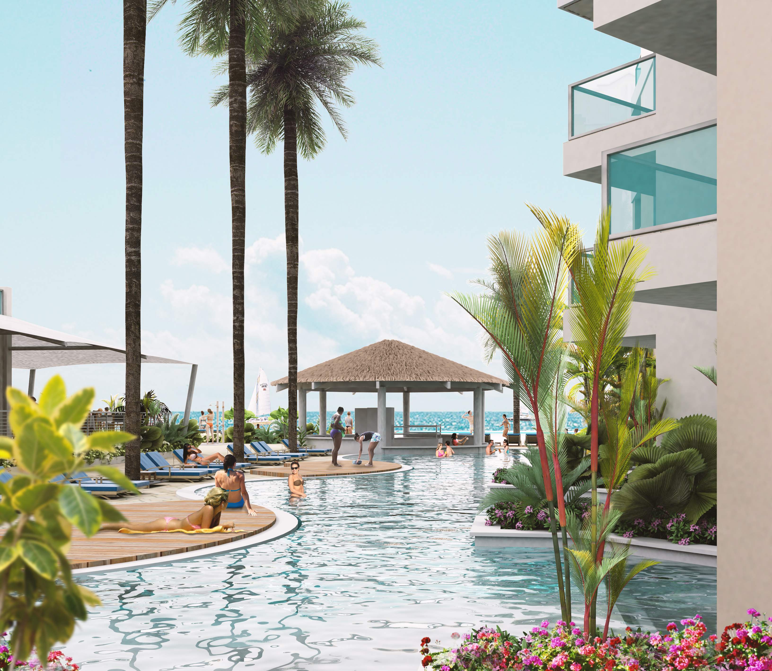 adult river pool by beach