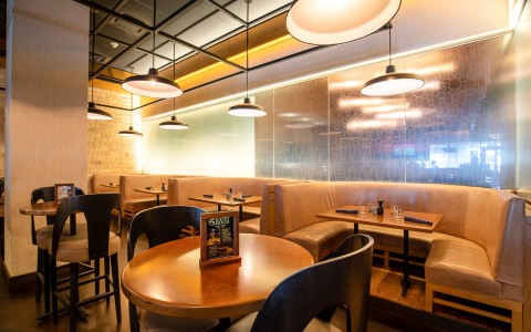 interior of corner restaurant