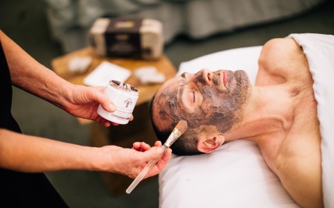 man receiving a facial at silverado spa 