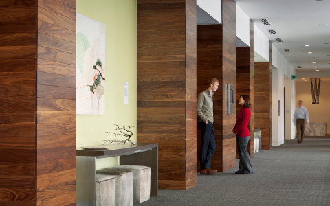 brown entry way with tables