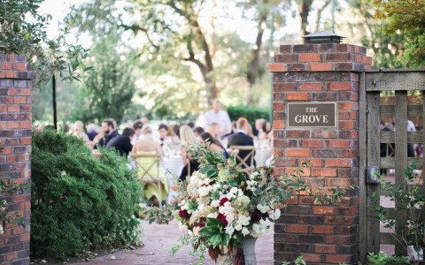 The Grove entrance decorated for a wedding reception