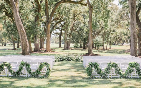 Wedding ceremony setup located out on the beautiful Grove