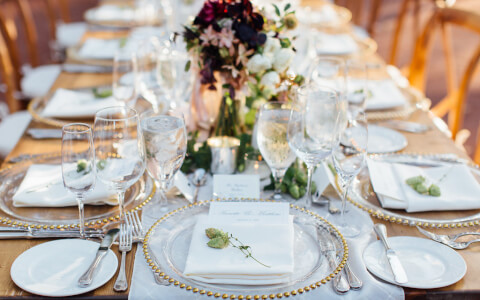 Table setup for a wedding reception, Jihan Cerda photography