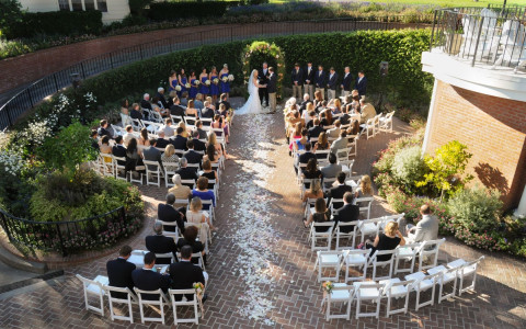 Aerial view of a ceremony at The Arbor location