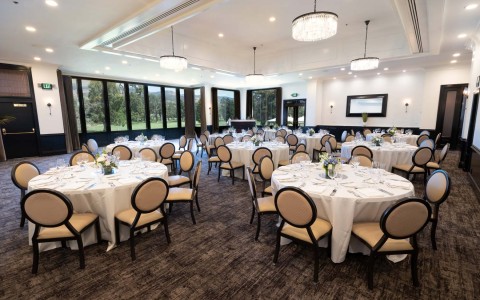 Vintner's Court meeting space that is newly renovated with beautiful views of outside of the resort