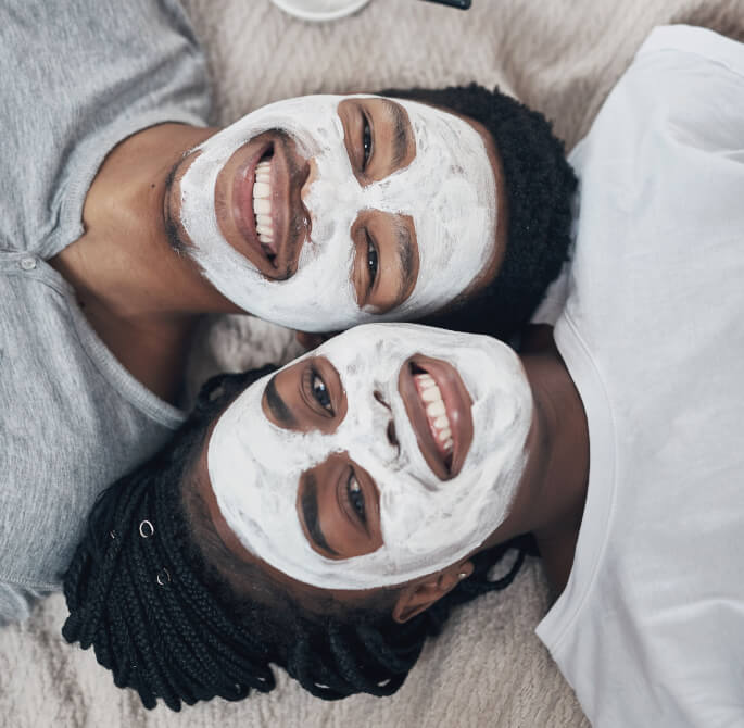 couple doing a facemask