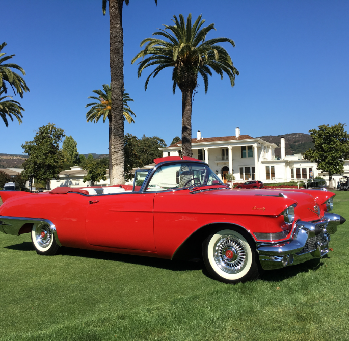 Red classic car featured at the 2019 Silverado Car Show