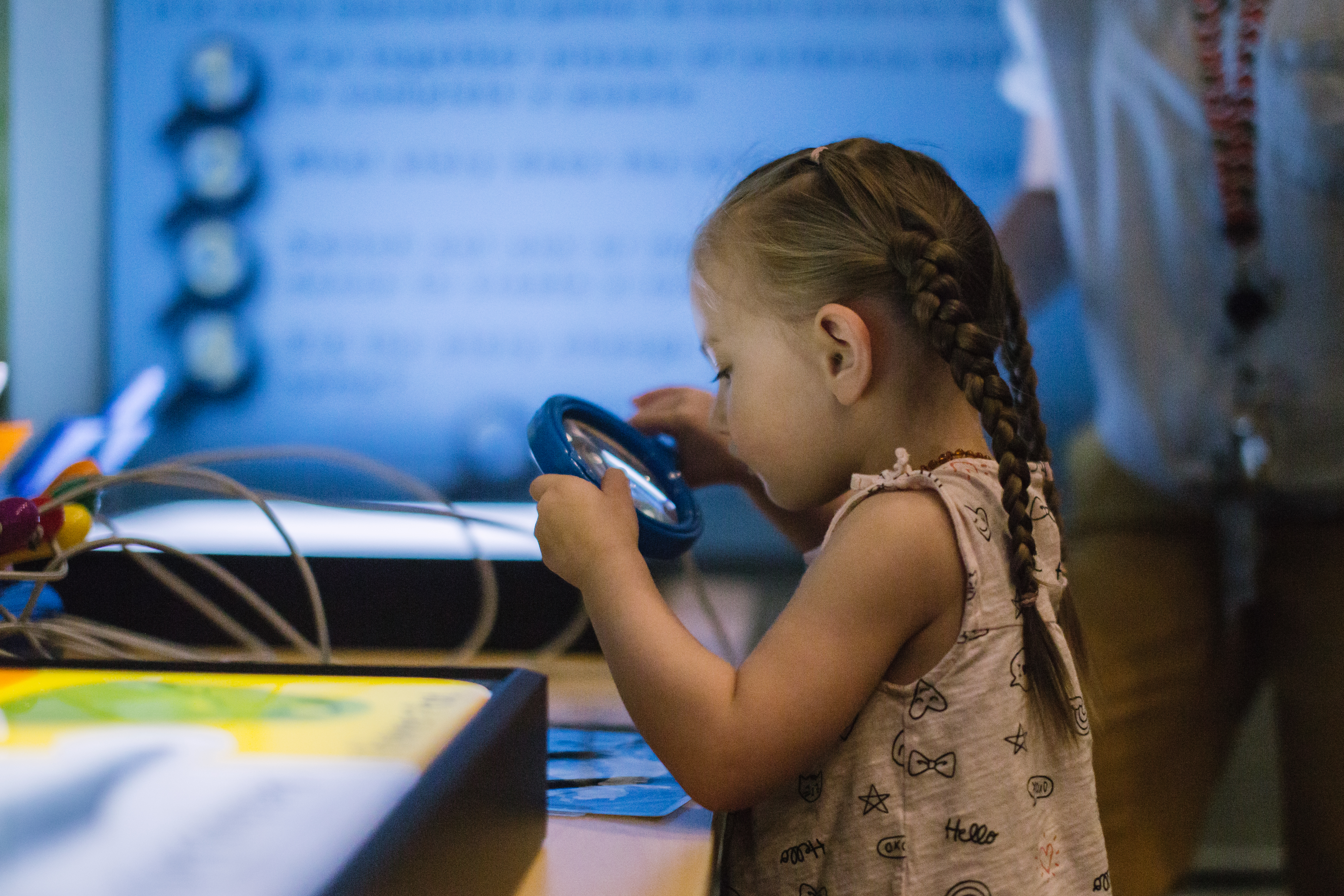 visitor exploring the evidence exhibit