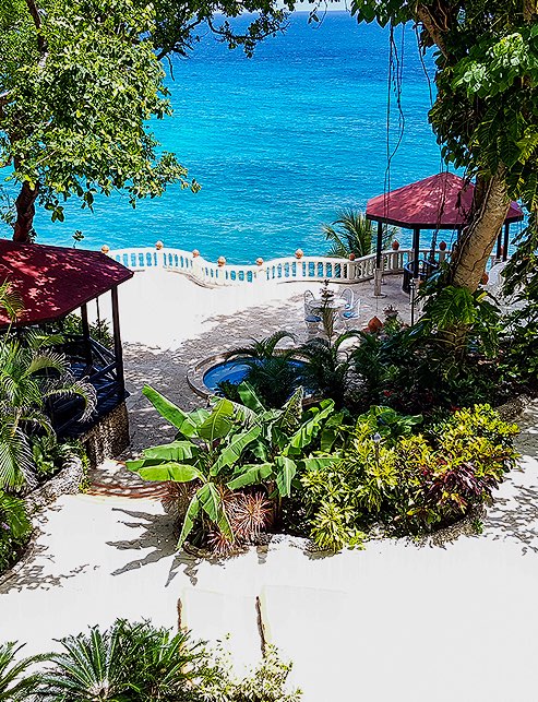 a pool deck on the water