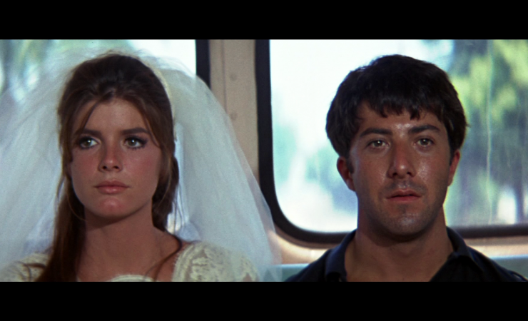 Katherine Ross and Dustin Hoffman in the Closing Scene of The Graduate