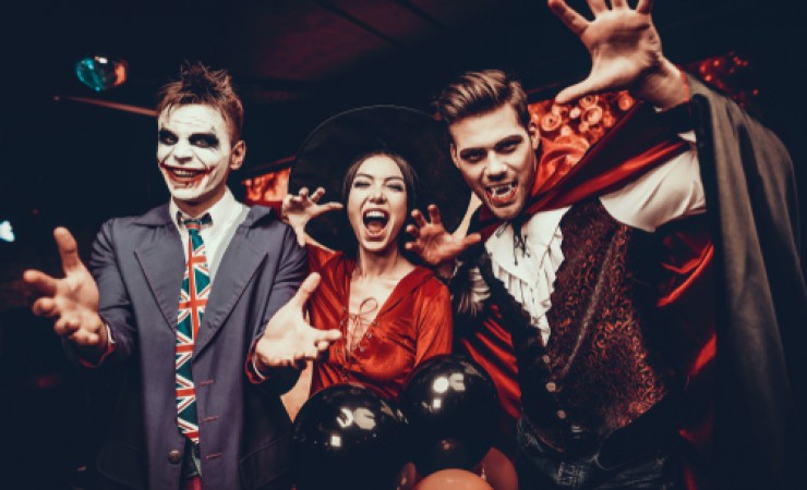 adults in halloween costumes