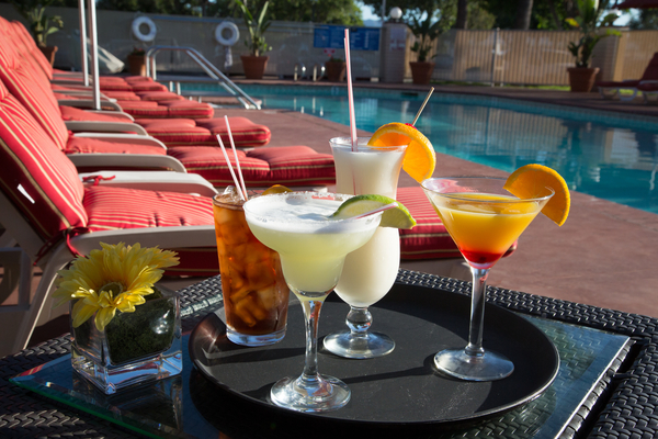 drinks by lounge chair
