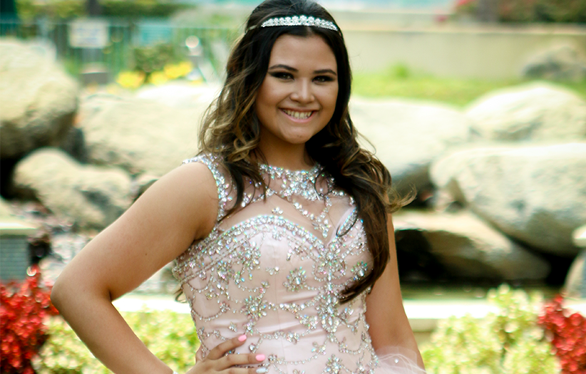young girl in quinceanera attire