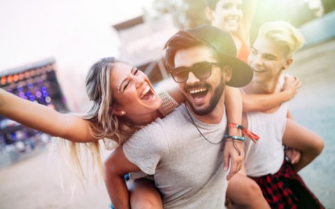 friends at music festival