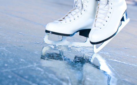 ice skates on ice