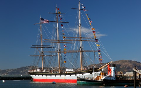 pirate ship in bay