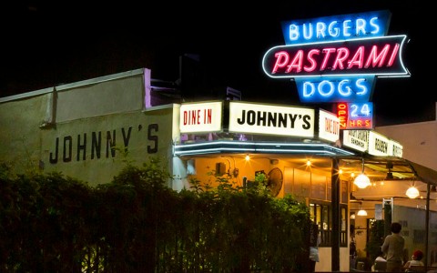 diner with neon sign