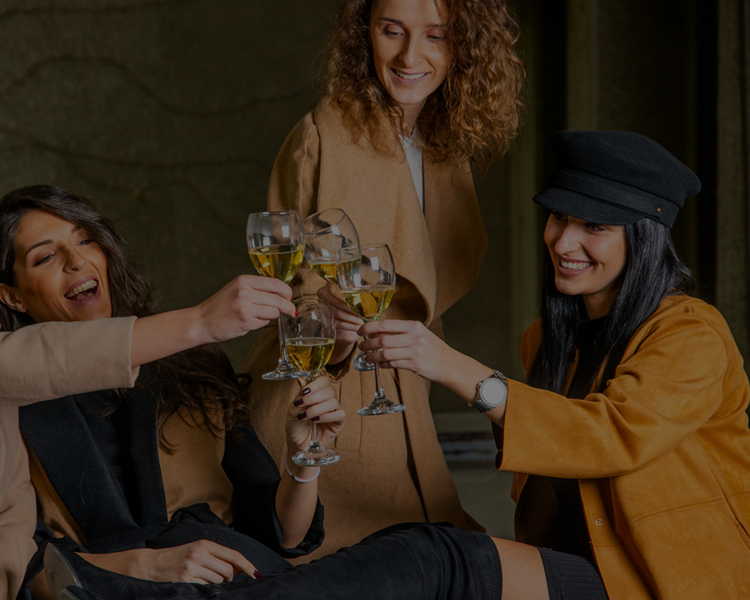 women cheers their glasses of white wine