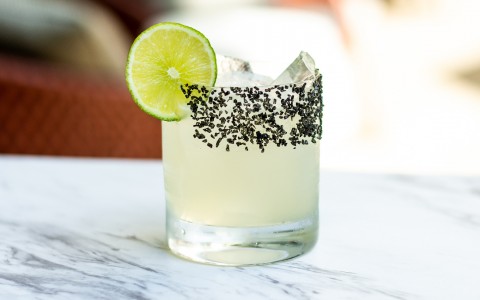 house made cocktail with lime and black salt 