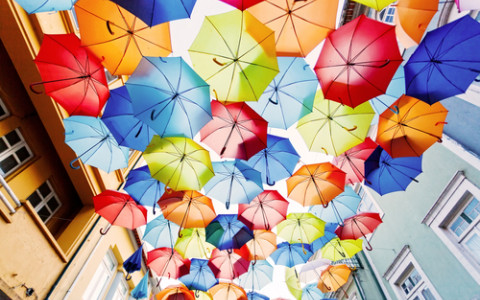 colored umbrellas