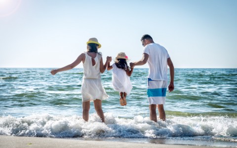 Cute Family on Beach