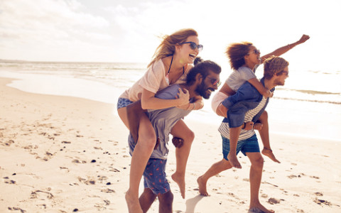 piggyback rides at the beach