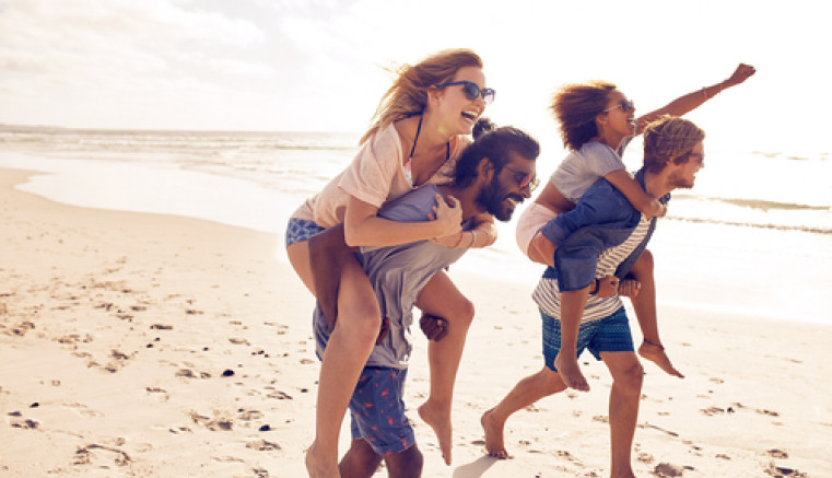 piggyback rides at the beach